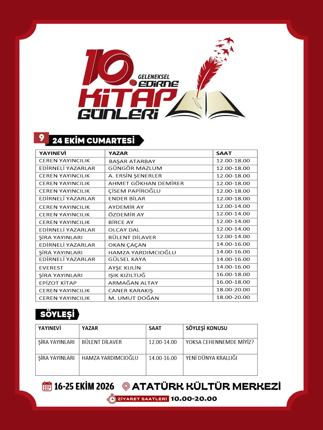 10. GELENEKSEL EDİRNE KİTAP GÜNLERİ’NİN PROGRAMI AÇIKLANDI galeri görseli